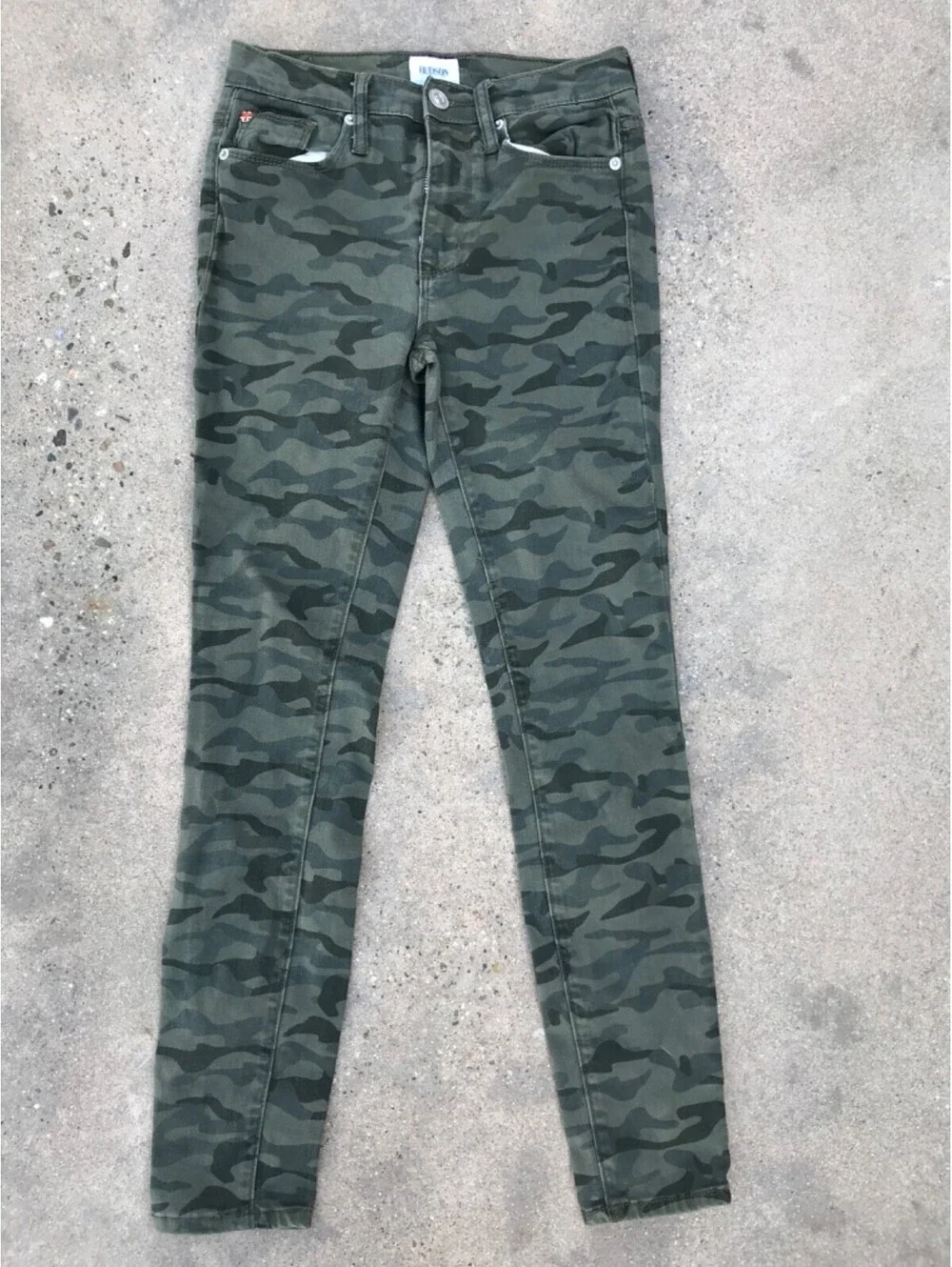 Hudson Blair High Rise Super Skinny Ankle Jeans Green Camo Womens 24